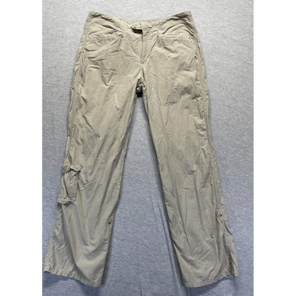 Columbia Sportswear Hiking Pants Women 14 Beige Cotton Cargo Pocket Straight Leg